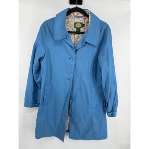 Cabelas For Women Blue Lightweight Button Front Trench Coat Jacket M